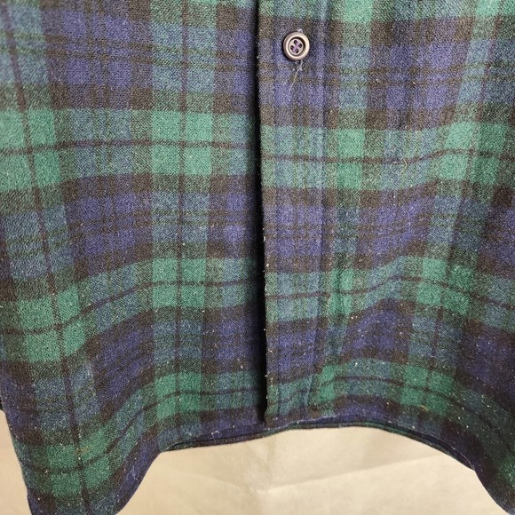Pendleton 100% Wool Plaid Green Black Watch Flannel Tartan Made In The USA XL - Picture 5 of 12